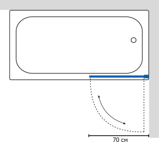 Шторка на ванну GuteWetter Lux Pearl GV-001 правая 70 см стекло бесцветное, фурнитура хром