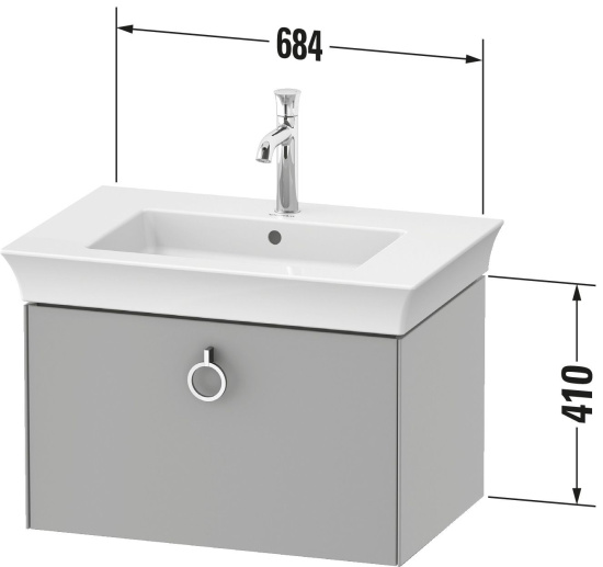 Тумба с раковиной Duravit White Tulip 75 с ручкой, скандинавский белый шелковисто-матовый