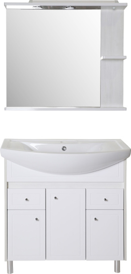 Зеркало ASB-Mebel Орхидея 80 белое, северное дерево, с подсветкой