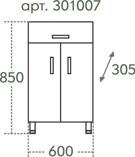 Тумба СанТа TH 60 2 двери, 1 ящик
