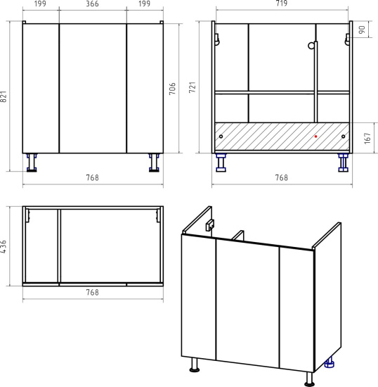 Тумба с раковиной Misty Лира 80 напольная