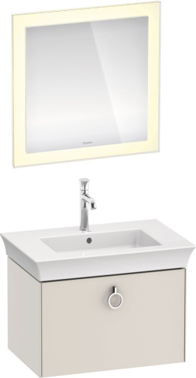 Тумба с раковиной Duravit White Tulip 75 с ручкой, скандинавский белый шелковисто-матовый