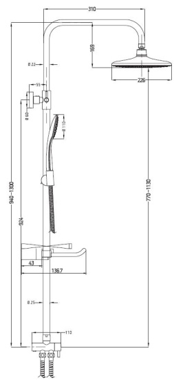 Душевой гарнитур Esko Steel ST1300
