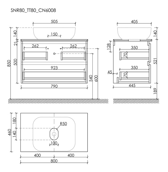 Тумба с раковиной Sancos Snob R 70 Doha Soft SNR70SM, подвесная