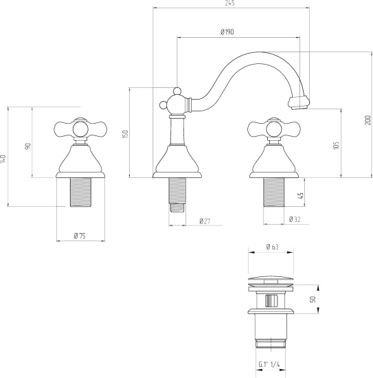 Смеситель для раковины Migliore Provance 19483 золото