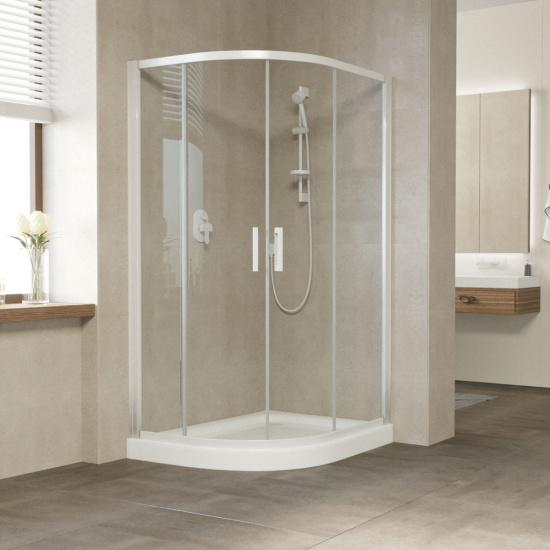Душевой уголок Vegas Glass ZS-F 120*80 01 01 профиль белый, стекло прозрачное