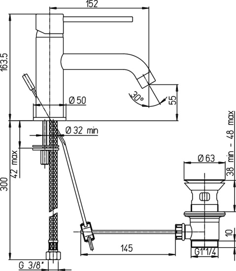 Смеситель для раковины Paini Cox 78PZ211LBL