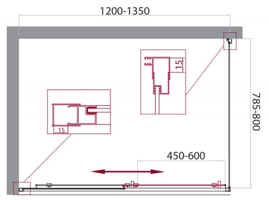 Душевой уголок BelBagno Unique-AH-1-100/115-100-P-Cr