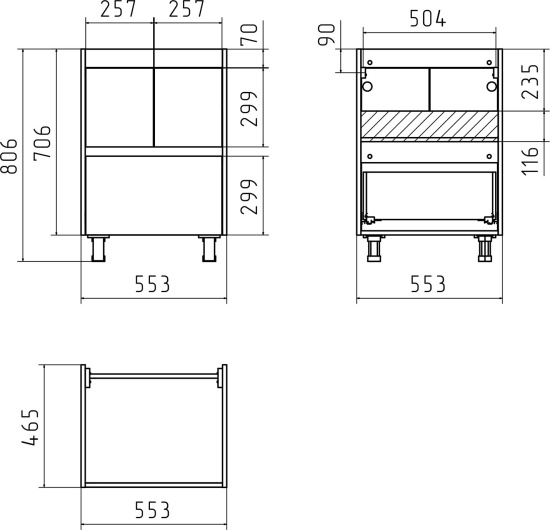 Тумба с раковиной Misty Алиса 58 напольная, белая
