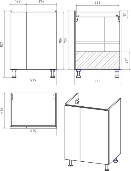 Тумба с раковиной Misty Лира 60 напольная