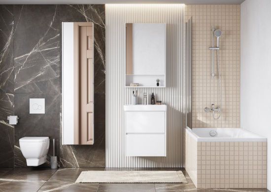 Тумба с раковиной Aquaton Сканди 55 белый глянец