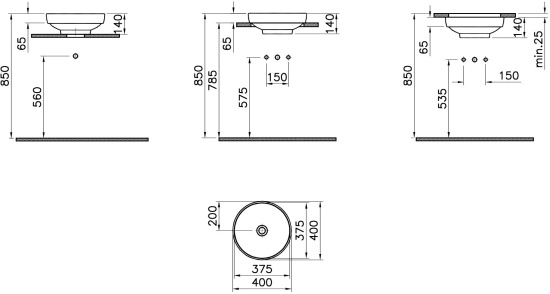 Мебель для ванной Stworki Ольборг 60 столешница дуб французский, без отверстий, с тумбой 60, с раковиной Vitra Water jewels