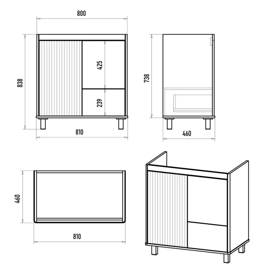 Тумба с раковиной Brevita Risacca Pistachio 80