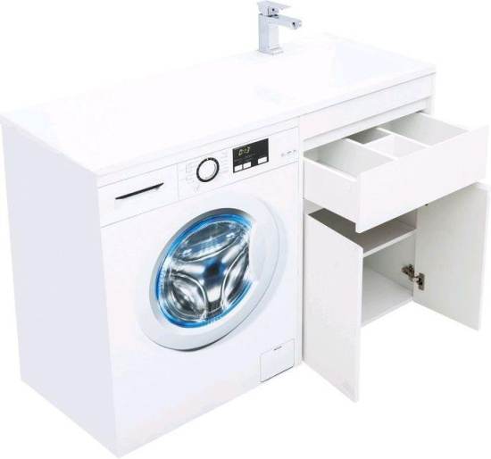 Тумба с раковиной Aquanet Токио 120 R белая напольная, 1 ящик, 2 дверцы