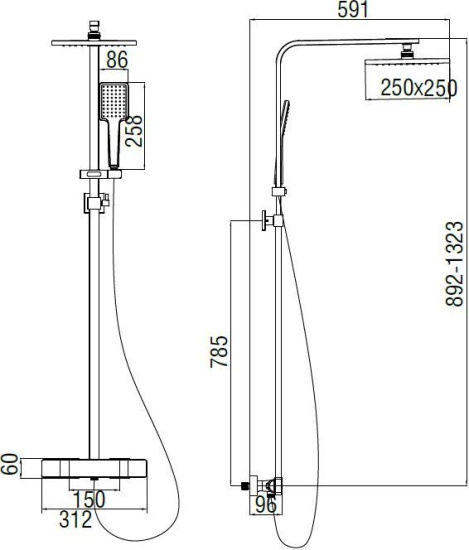 Душевая стойка SMARTsant Велнес SM1608AA
