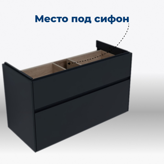 Тумба с раковиной Aquanet Бруклин 100 антрацит матовая