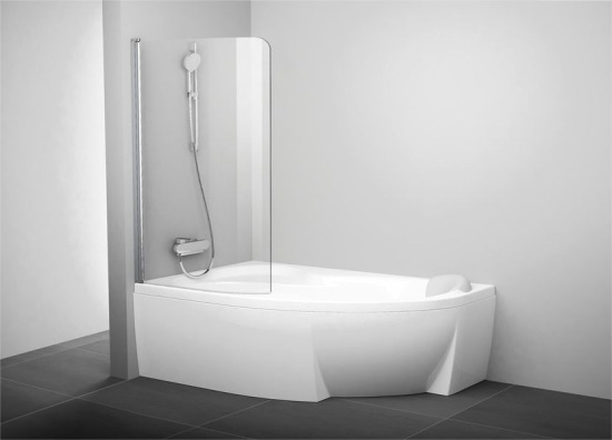 Шторка на ванну Ravak Rosa CVSK1 160/170 L Transparent, профиль блестящий