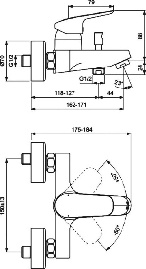 Смеситель для ванны Ideal Standard Ceraflex B1721AA