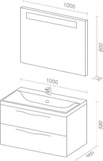 Мебель для ванной Sanvit Тандем 100 белый глянец
