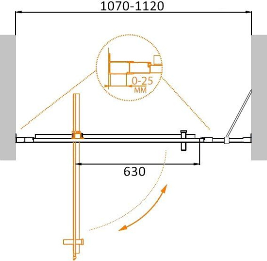 Душевая дверь в нишу Cezares Molveno-BA-11-70+20-P-Cr