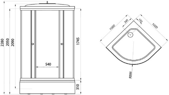 Душевой уголок Triton Лайт 100х100 В с поддоном