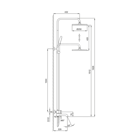 Душевая стойка Gappo G2406-9, оружейная сталь