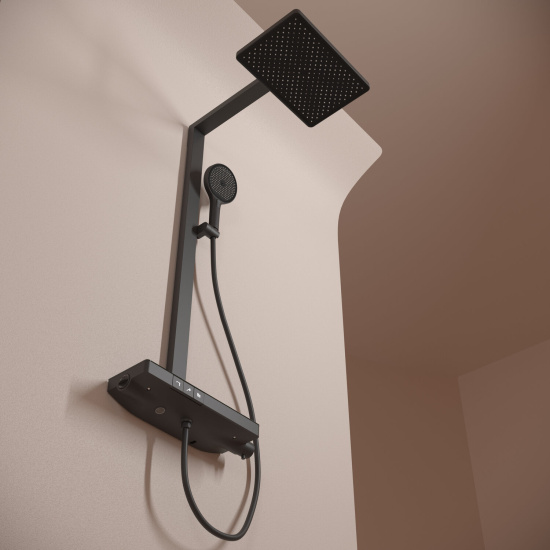 Душевая стойка Sancos Vos SC6100MB термостат, черная матовая