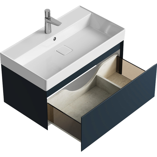 Тумба с раковиной Aqwella 5 stars Geometria 80 подвесная, 1 ящик, серый туман