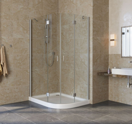 Душевой уголок Vegas Glass AFS-F Lux 110*100 07 01 L профиль матовый хром, стекло прозрачное