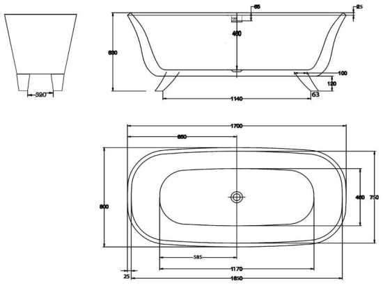 Акриловая ванна BelBagno BB41-1700 170 см