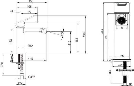 Смеситель для биде Villeroy & Boch Architectura TVB10300100061