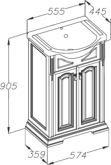 Тумба с раковиной Opadiris Риспекто 55 нагал