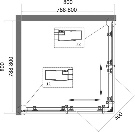 Душевой уголок BelBagno Uno 195 A 2 80 P Cr стекло текстурное