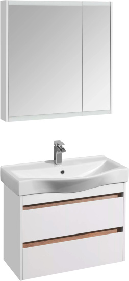 Тумба с раковиной Aquaton Нортон 80, подвесная, белый глянец