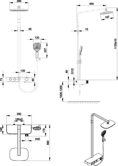 Душевая стойка Bravat Cobble F6389423CP-A1-ENG