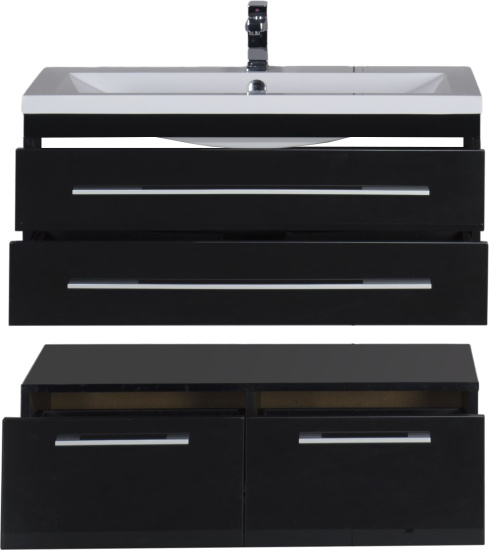 Тумба Aquanet Нота 100 подкатная черная