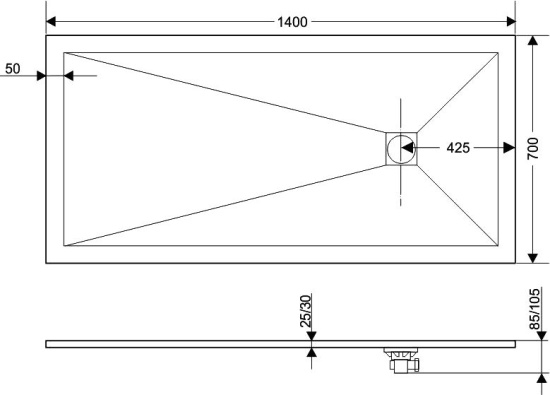 Поддон для душа RGW Stone Tray ST-0147W 70х140