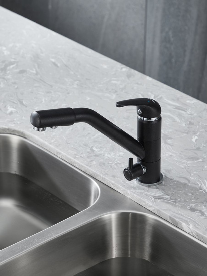 Смеситель для кухни Paulmark Hessen He213017-418 черный металлик