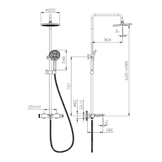 Душевая стойка Raglo R32.24.09 графит