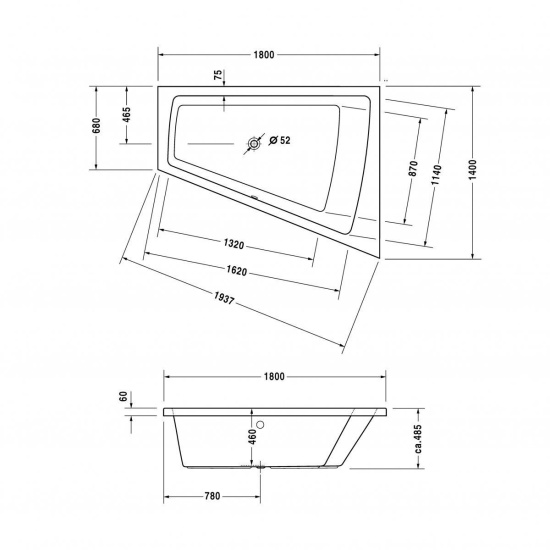 Акриловая ванна Duravit Paiova 180x140 DX 700217000000000