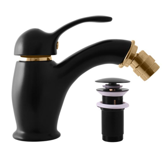 Смеситель для биде Rav Slezak Labe L045.5KCMATZ, черный/золото