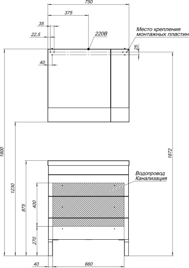Тумба с раковиной Aquanet Верона 75 черная