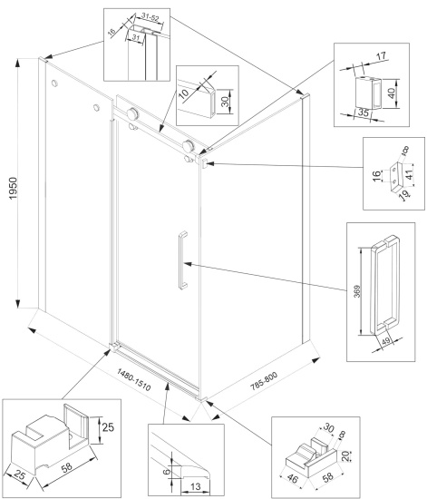 Душевой уголок Veconi Rovigo RV-074B 150x80