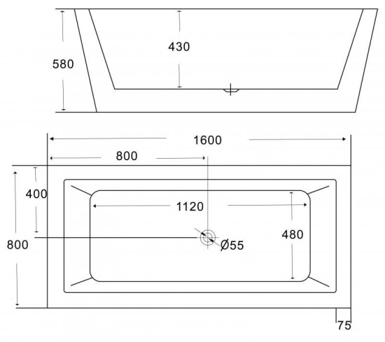 Акриловая ванна BelBagno BB55-1600 160 см