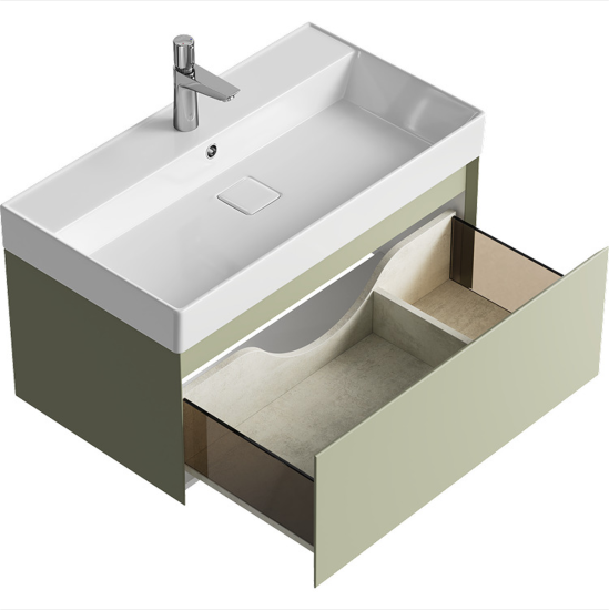Тумба с раковиной Aqwella 5 stars Geometria 80 подвесная, 1 ящик, шалфей зеленый