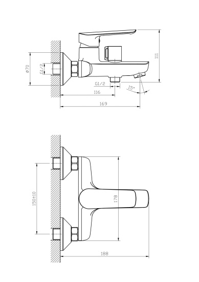 Смеситель для ванны Esko Lagos LG54B