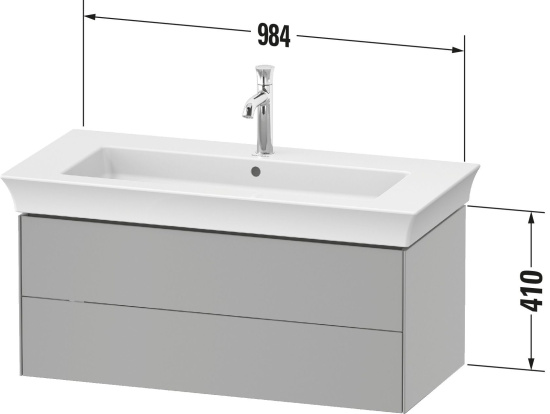 Тумба с раковиной Duravit White Tulip 105 2 ящика, шелковисто-матовый