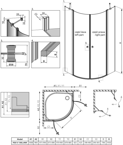 Душевой уголок Radaway EOS PDD II 100x90