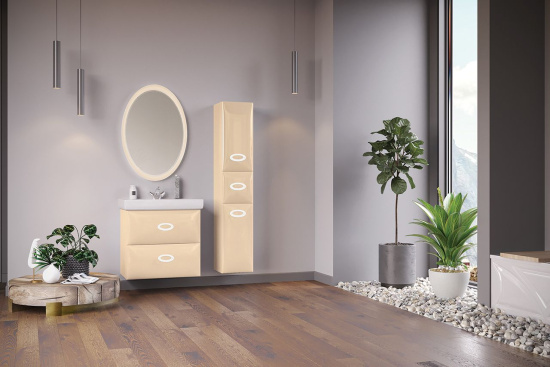 Тумба с раковиной Marka One Arrondi 60П vanilla