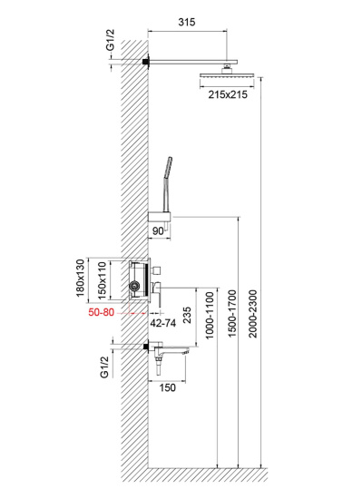 Душевая система Timo Selene SX-3069/03SM черная встраиваемая